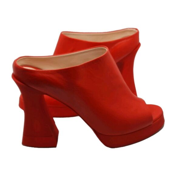 AGL ATTILIO GIUSTI LEOMBRUNI Red JANIS Slip-on Open Toe Mule Platform Heels 10 - Picture 6 of 16